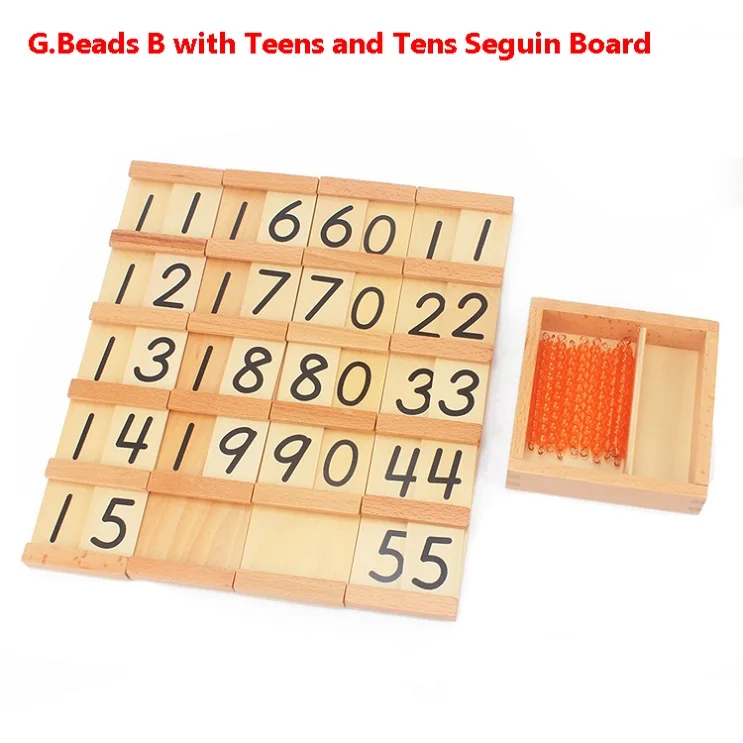 Montessori Teaching Math Toys Teens and Tens Seguin Board with Beads Bars Wood Toys Early Childhood Education Preschool Training 10