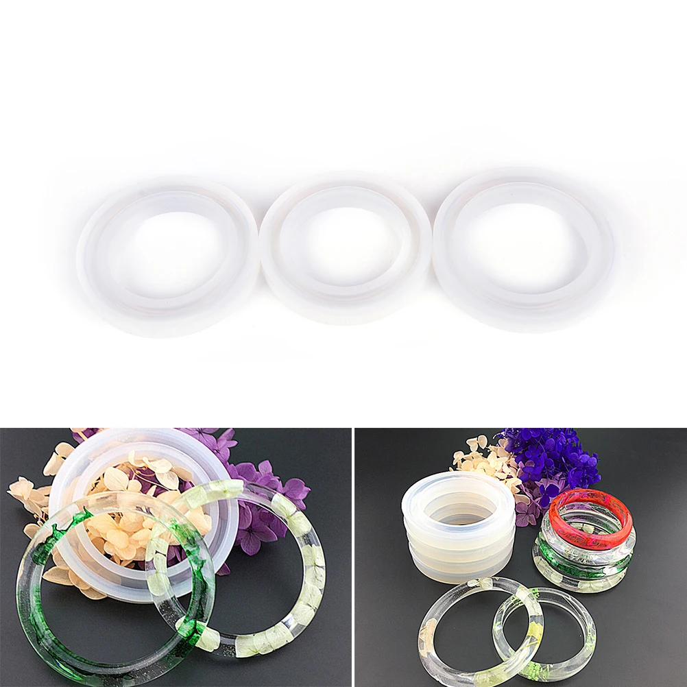 

1Pc DIY Silicone Resin Mould epoxy Jewellery Templates molds Bangle Bracelet Casting 3 Sizes