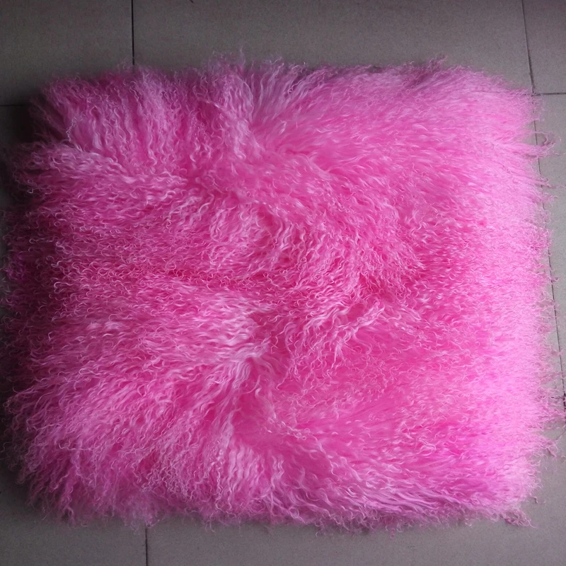 Real Pink Mongolian Fur Pillow Covers Decorative Pillows Fur Cushion