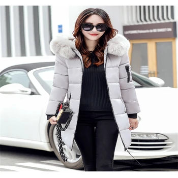 

New 2020 Winter Women Parka Long Cotton Casual Fur Hooded Jackets Ladies Women Coat Female Overcoat Warm Winter Parkas CC608