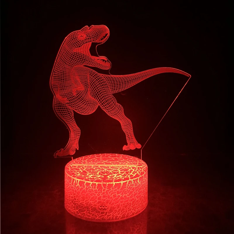 3D иллюзия динозавра огни 7 цветов светодиодный пульт дистанционного управления Сенсорная лампа-ночник светить свечение в светящаяся в темноте игрушка подарок на день рождения мальчика