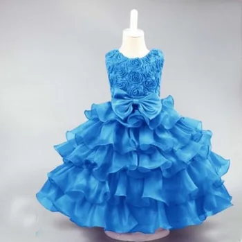 

Cute Flower Girl Dresses Jewel Neck Tiered Organza Ruffles Bow Fist Communion Gowns Birthday Party Dresses In Stock