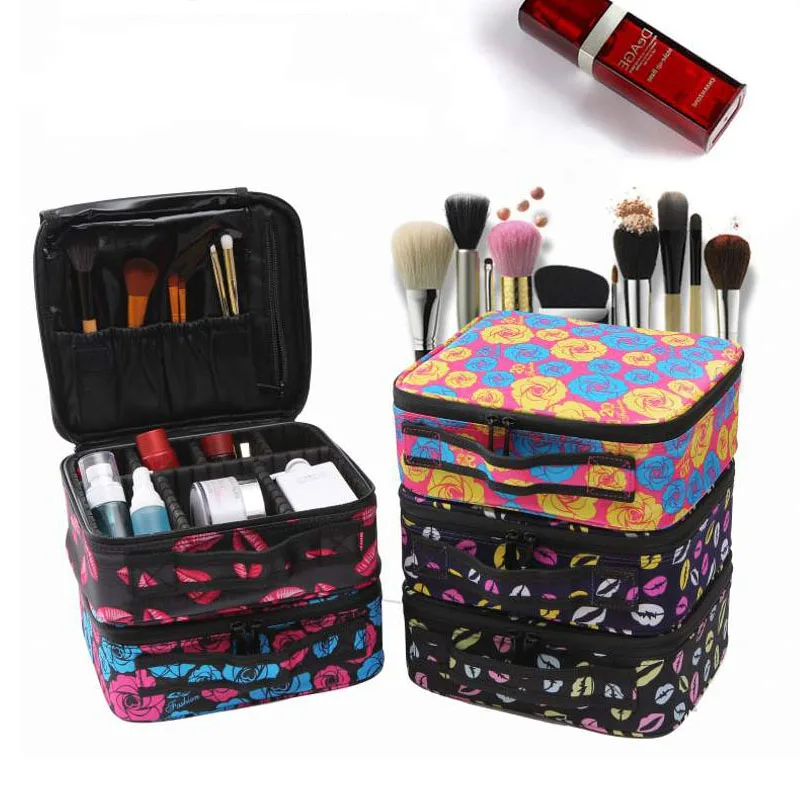 

Women Fashion Portable Professional Cosmetic Case Travel Waterproof Necessary Large Cosmetic Bag Organizer Beauty Makeup Bag