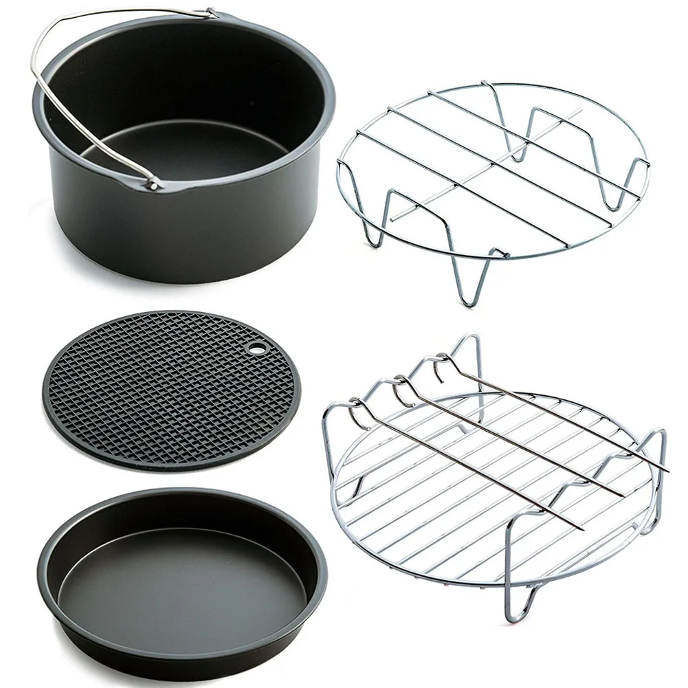 Online Panas Kualitas Tinggi 5 Set Air Fryer Aksesoris untuk Gowise Phillips Cozyna Fit 3.7 5.8QT Kue Barel Pan rak Mat Kit HY99