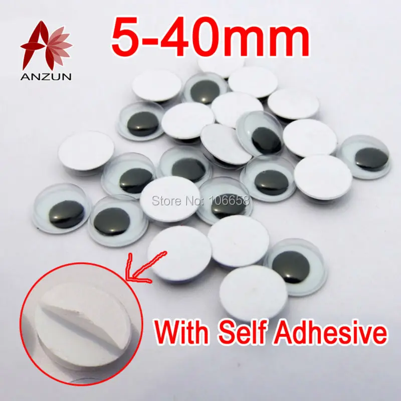 

5-40mm round Moving Eye Plastic Eye wiggly eye For Doll Toy diy With self-adhesive Home decoration