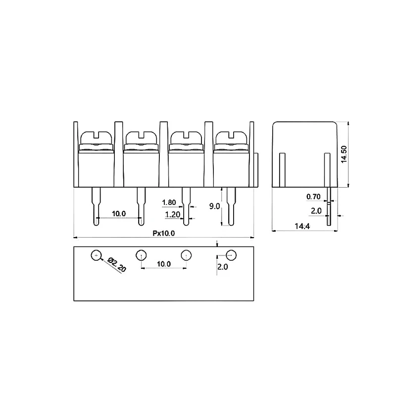10 шт. KF1000 2/3/4 Pin 0 мм шаг Way прямой 300V 25A PCB винтовой клеммный блок