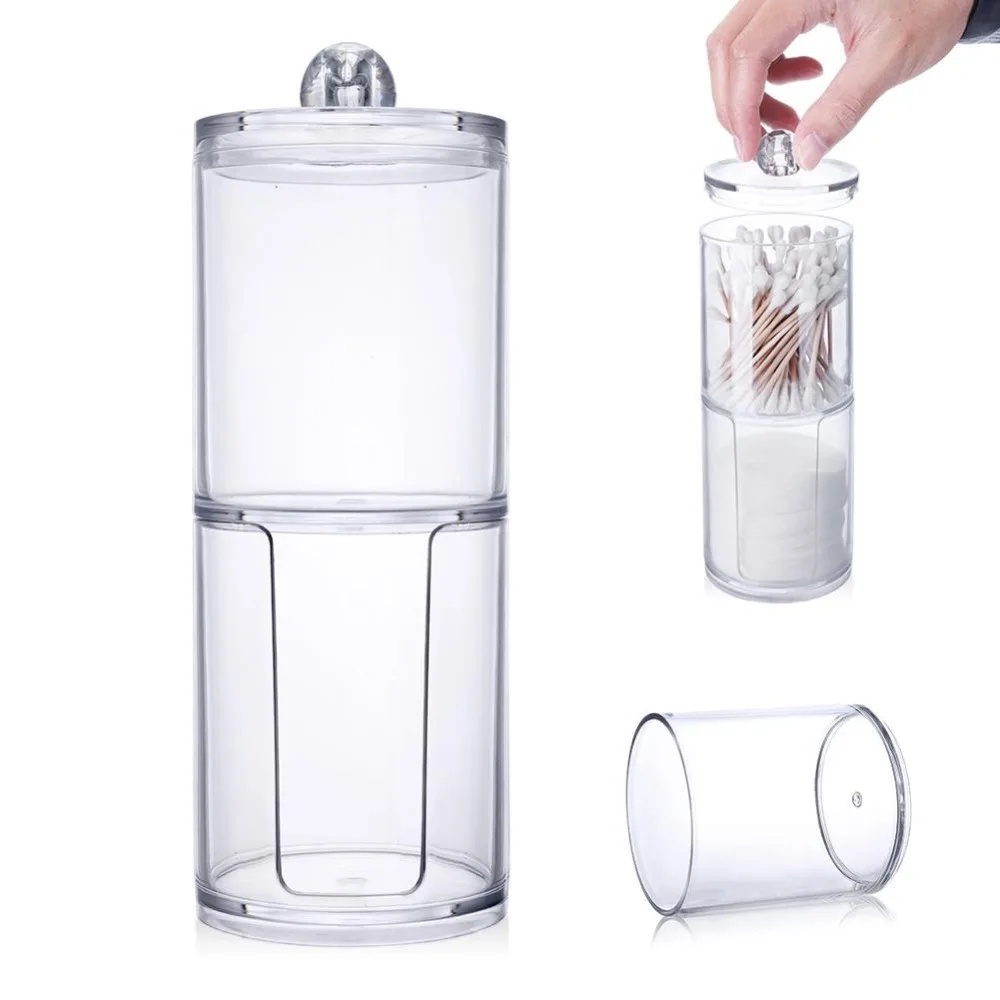 

Creative Clear Acrylic Storage Holder Cotton Swabs Case Stick Cosmetic Makeup Organizer Bottle Cotton Pad Jars Free shipping