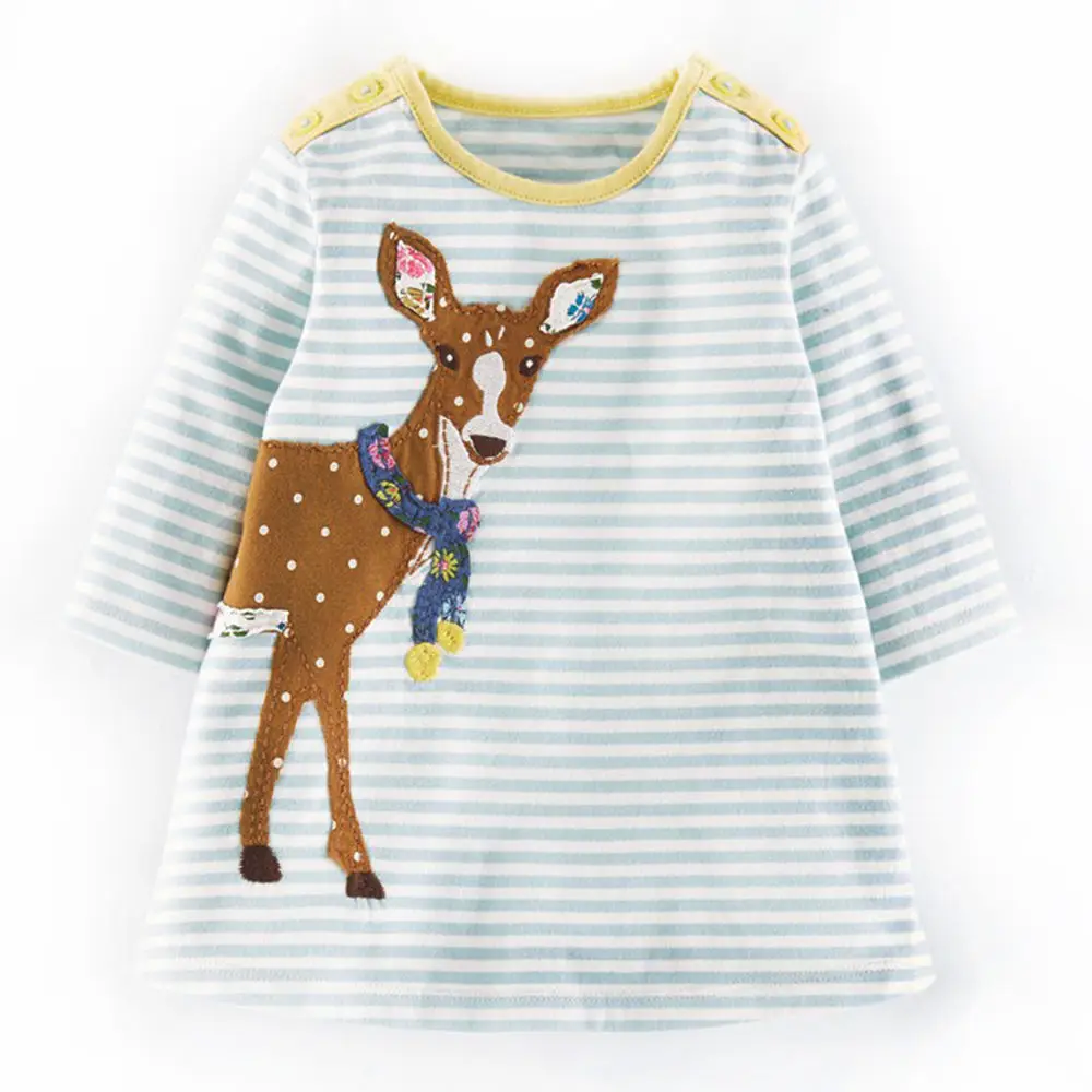 Littlemandy Girls Dress Deer 2019 Autumn Princess Pattern 2018 Brand Kids Dresses Baby Girl Clothes Long Sleeve Children Costume | Детская
