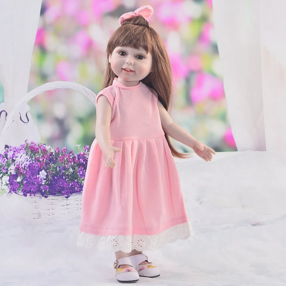 

45cm American Vinyl Baby Home Doll pink clothes Newborn Baby Doll Simulation Baby Doll kids birthday presents toys princess doll