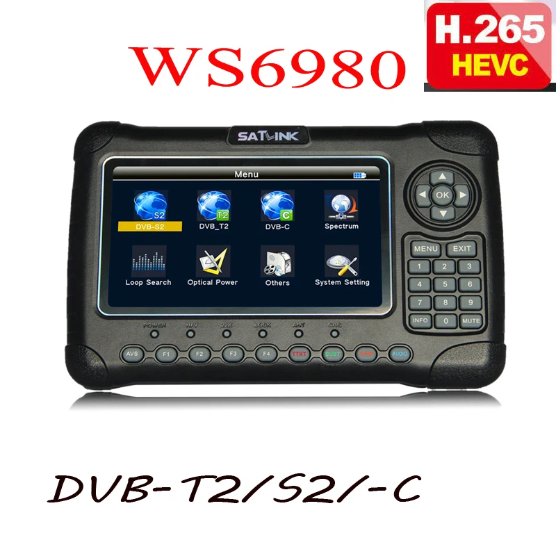 Satlink 6980 hevc h.265 7 дюймовый ЖК дисплей WS6980 ws DVB S2 оптический спектр обнаружения