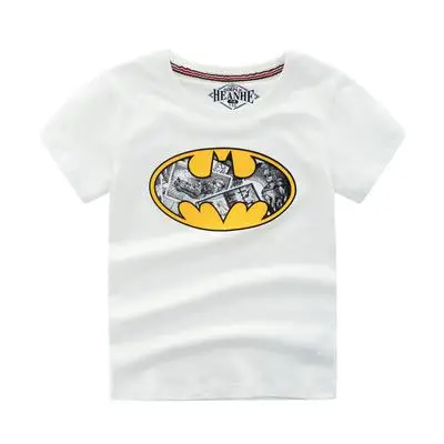 Молодежная футболка футболки с коротким рукавом, детский спортивный костюм, хлопковый костюм Бэтмена топы для мальчиков 4-10year для маленьких мальчиков толстовка; детская одежда - Цвет: White