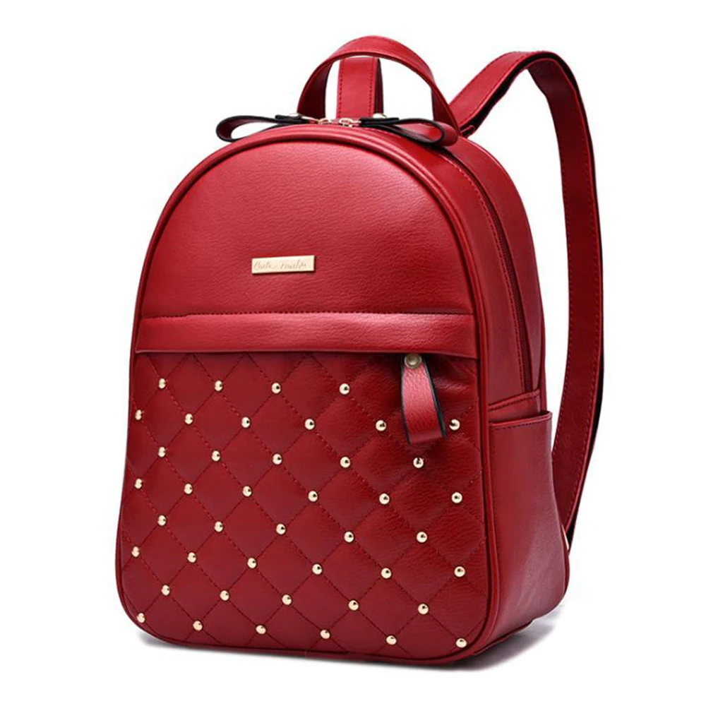 

Bag for Women 2018 Fashion Backpack Women Backpack Rivet Bag PU Leather Backpacks for Female Leisure Student Rucksack IOKUKI