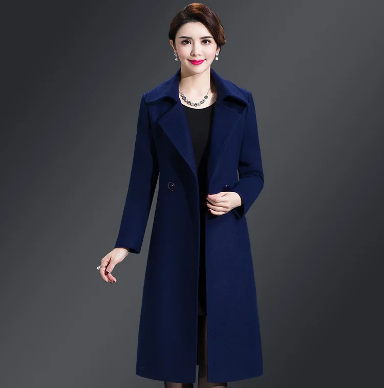 Женское пальто осень-зима, кашемировое пальто, мягкое пальто с отложным воротником, верхняя одежда, черный, красный, синий, хаки, фиолетовый, 5XL