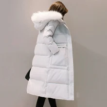 Зимняя женская куртка-пуховик на 90% белом утином пуху, теплое женское пуховое пальто на белом утином пуху, парка с меховым воротником, куртка с капюшоном размера плюс