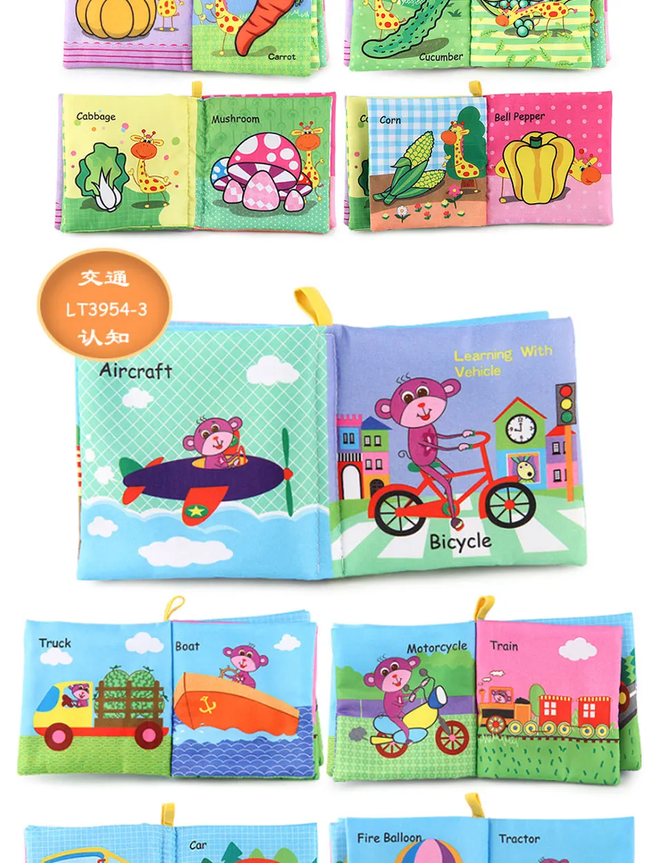 Baby Shower Bath English Cartoon Animal Cloth Book Early Educational Games Toy Christmas Birthday Gifts for Kids Children