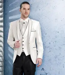 Комплект из 3 предметов (куртка + брюки для девочек жилет) на заказ Жених Стройный Модные свадебное платье Банкетный мужской бизнес костюм