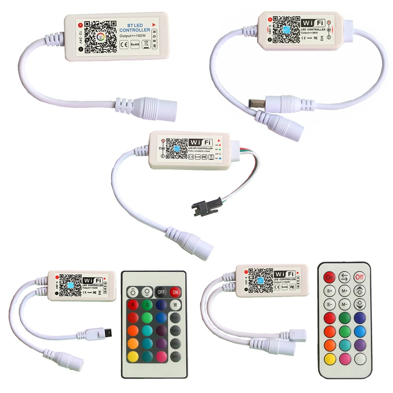 Светодиодный светильник WiFi/Bluetooth Одноцветный/RGB/RGBW/Полноцветный пиксельный мини-контроллер DC 5 в 12 В 24 В IR RF пульт дистанционного управления
