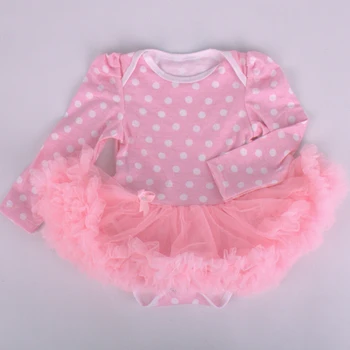 

1PC Pink Polka Dots Tulle Lace Romper Bowtie Baby Girls Long Sleeves Tutu Dress for 0-12months Free Shipping