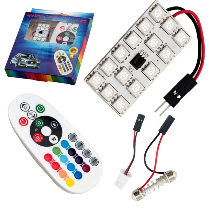 1 комплект (2 шт.) RGB панель 5050 15 SMD 3-Chips LED Light Festoon Dome Bulb Lamp Panel T10 + | Автомобили и