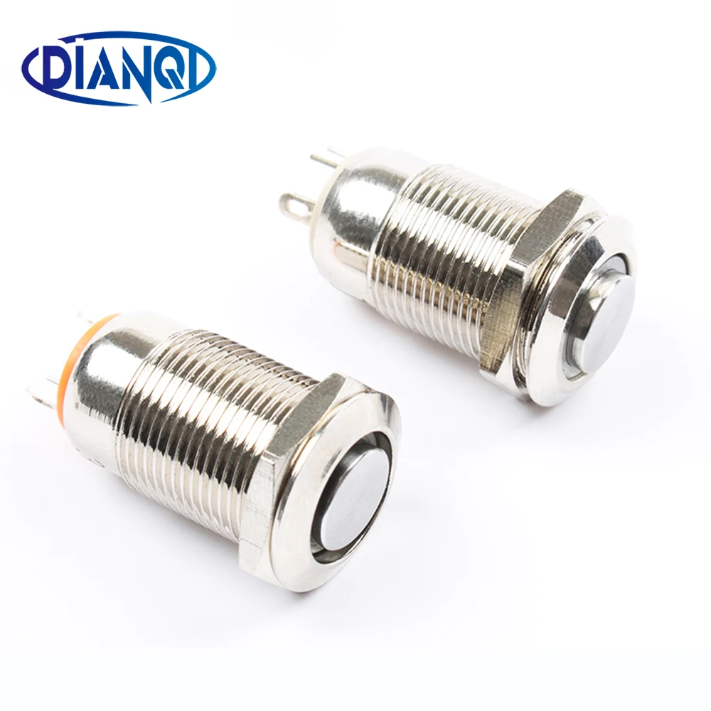 

12mm High Round Waterproof latching Metal Push Button Switch LED Light Shine Car Horn Auto Reset self-locking 12GTHX.S 3V 5V 6V