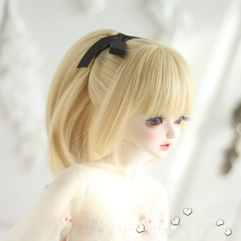 Allaosify BJD SD парик 1/3 1/4 парик кукла парик Высокое качество волокна DIY парик 3 цвета конский хвост галстук цветок