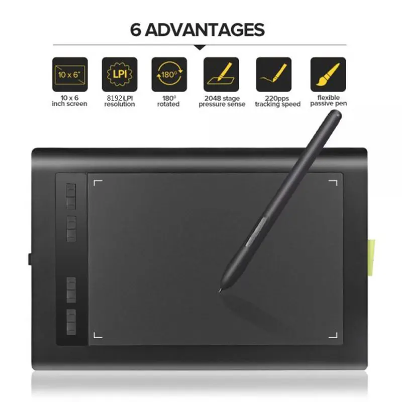 Acepen AP1060 10x6 дюймов умный цифровой планшет графический планшет 5080LPI с 2048 уровнем цифровой чертежной ручки для настольного дизайна