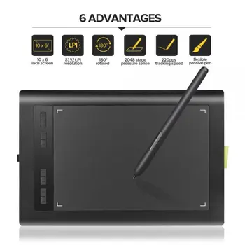 

Acepen AP1060 10x6 inch Smart Digital Tablet Graphic Tablet 5080LPI with 2048 Level Digital Drawing Pen for Desktop Design