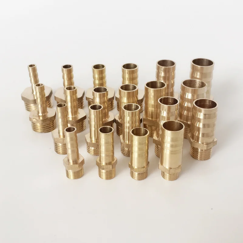 

Brass Pipe Connectors 6mm 8mm 10mm 12mm 14mm 16mm 19mm Barbed 1/8" 1/4" 3/8" 1/2" Male Thread Brass Joint Coupler Fittings