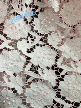 

CiCi-112942 nice looking embroidered Lace Fabric with beads
