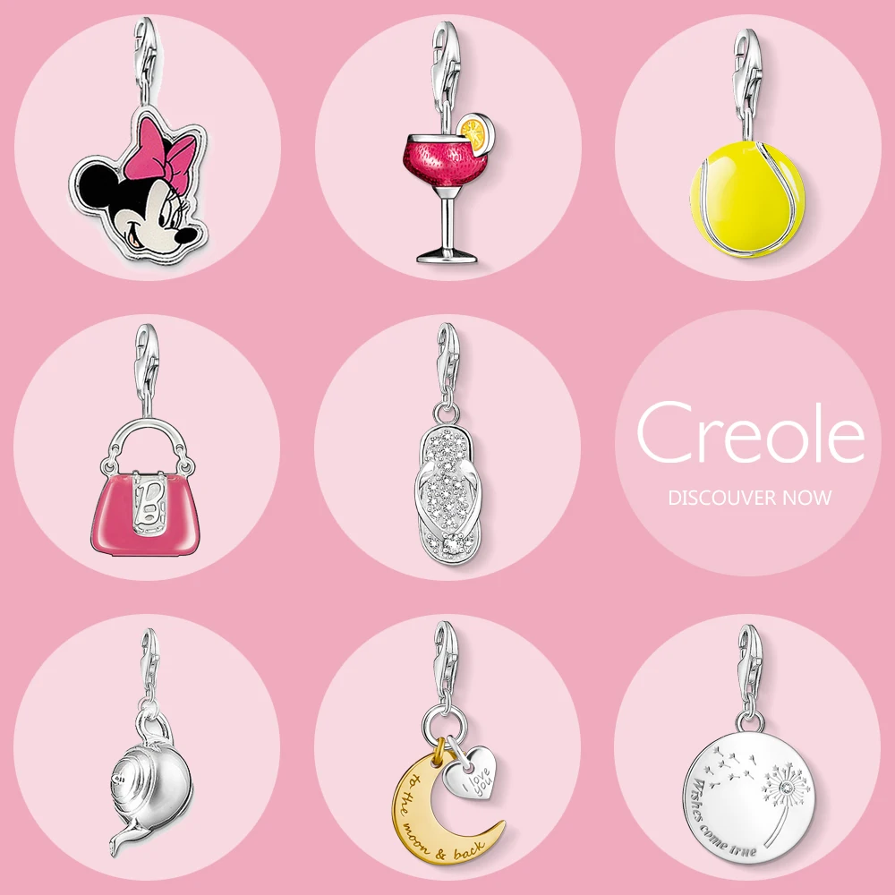 Minnie Cocktail Baseball Bag Flip-flop Teapot Moon Heart Wish Come True Charm Pendant 2019 Jewelry 925 Sterling Silver Gift | Украшения и