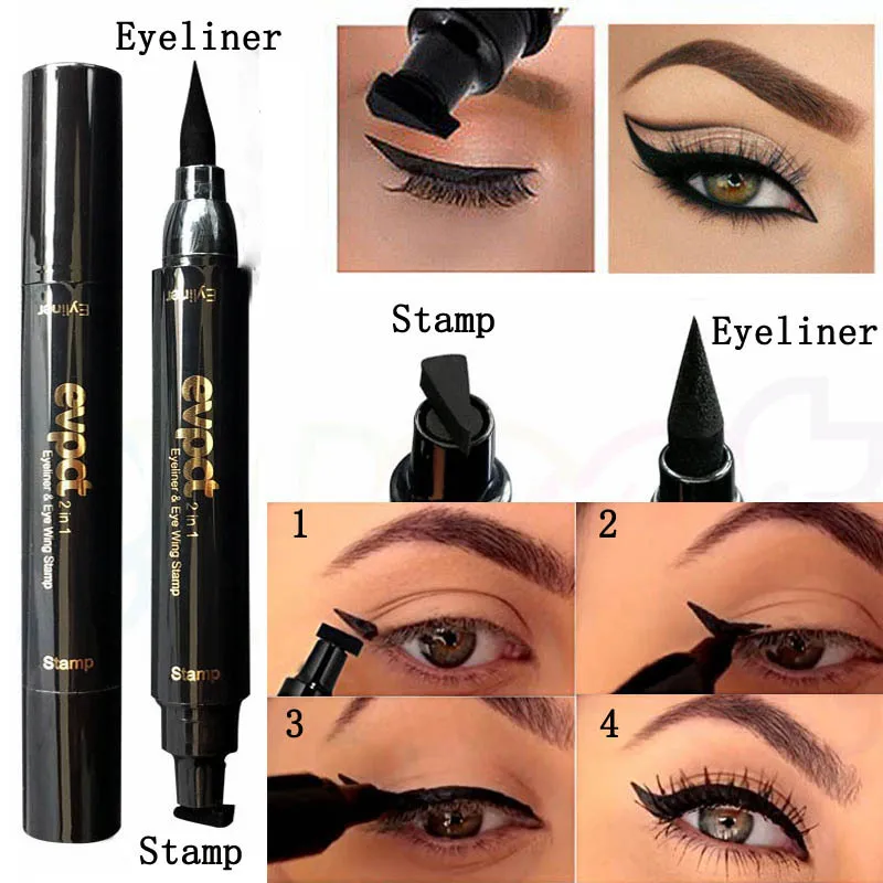 7 Colorful Liquid Eyeliner Stamp Pencils Double-Headed Thin Wing Seal Waterproof Makeup Eye Liner Blue Black Brown TSLM1