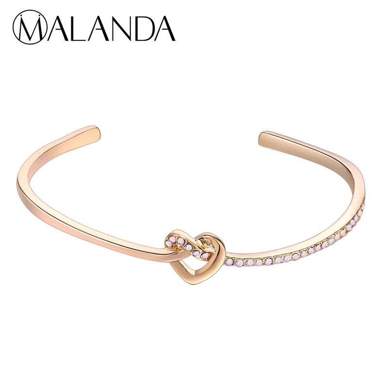 

MALANDA New Fashion Zircon Heart shape Bracelet Crystals From Swarovski Bracelets Bangles For Women Wedding Party Jewelry Gift