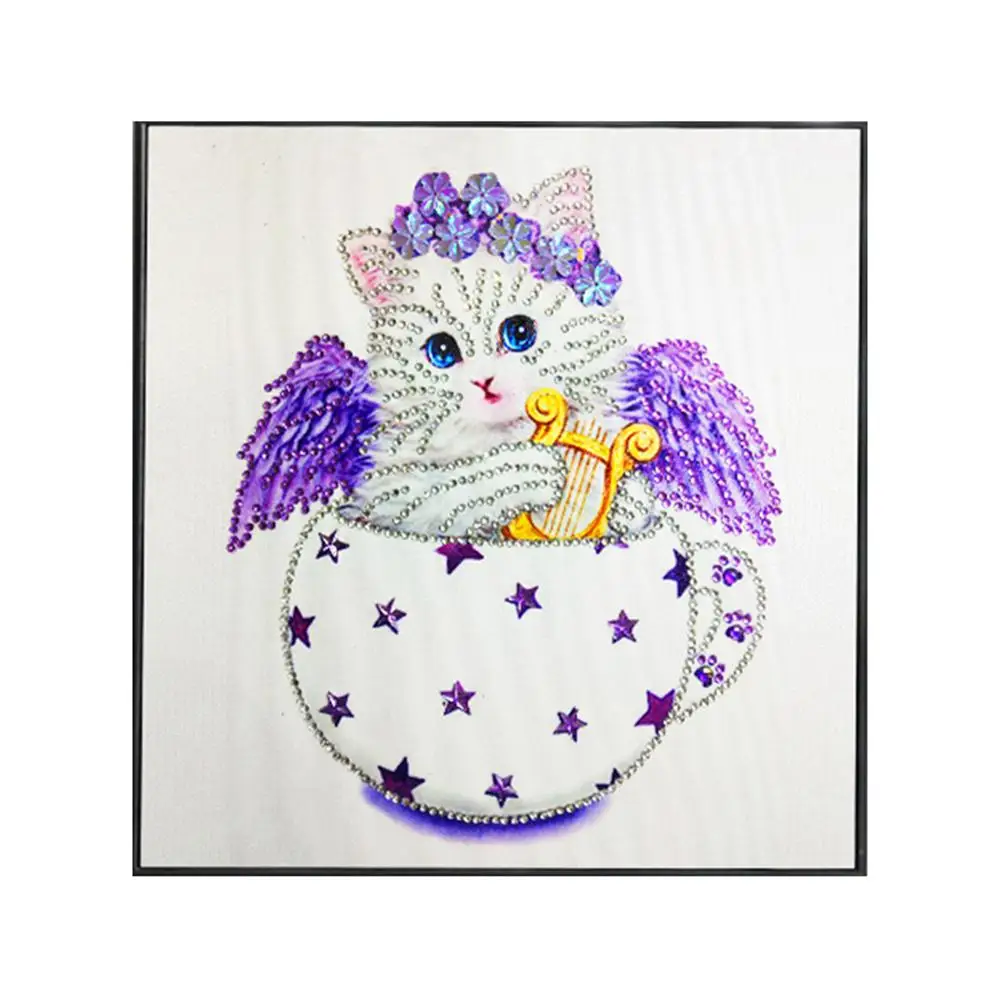 30x30 см алмазная живопись котенка DIY 3D Алмазная Вышивка Милая чашка кошка цветок