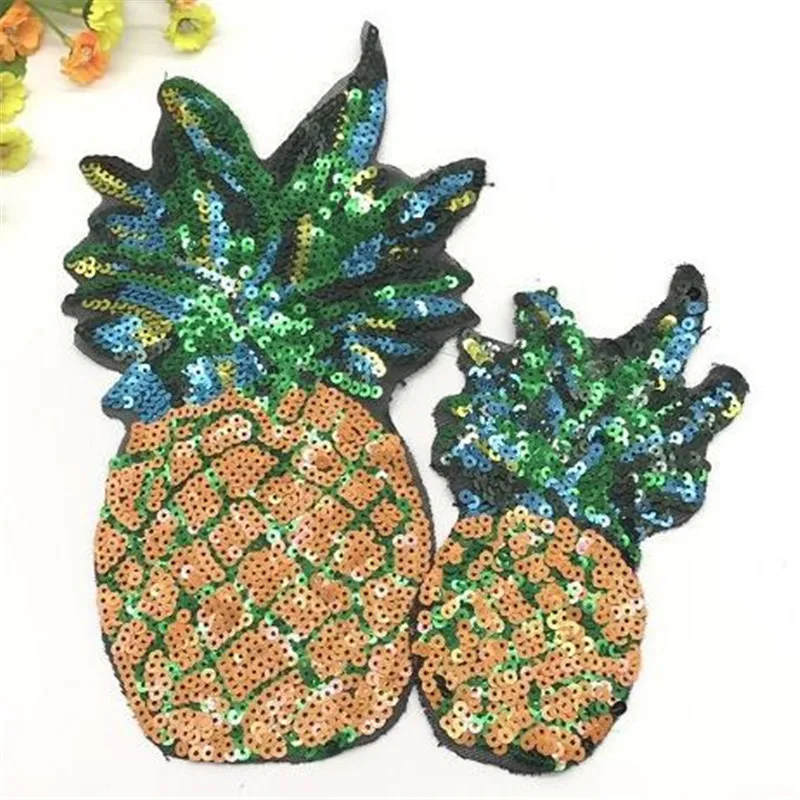 

Fashion patch 28cm Large pineapple Logo suquins Diy women Embroidery fruit patches for clothing applique Stickers Free Shipping