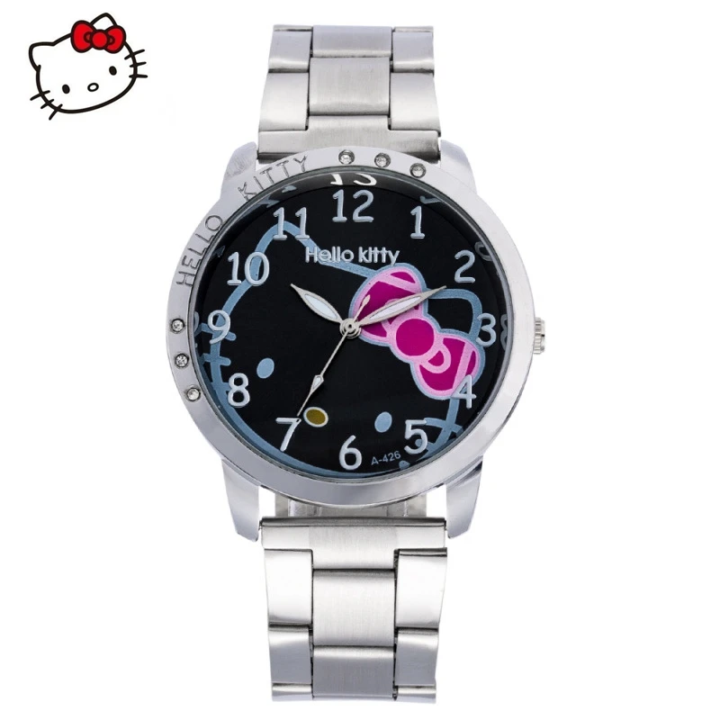  New Brand Hello Kitty Cartoon Watches Women Children Dress Quartz Wristwatch Kids Hellokitty Watches Girls Montre Enfant