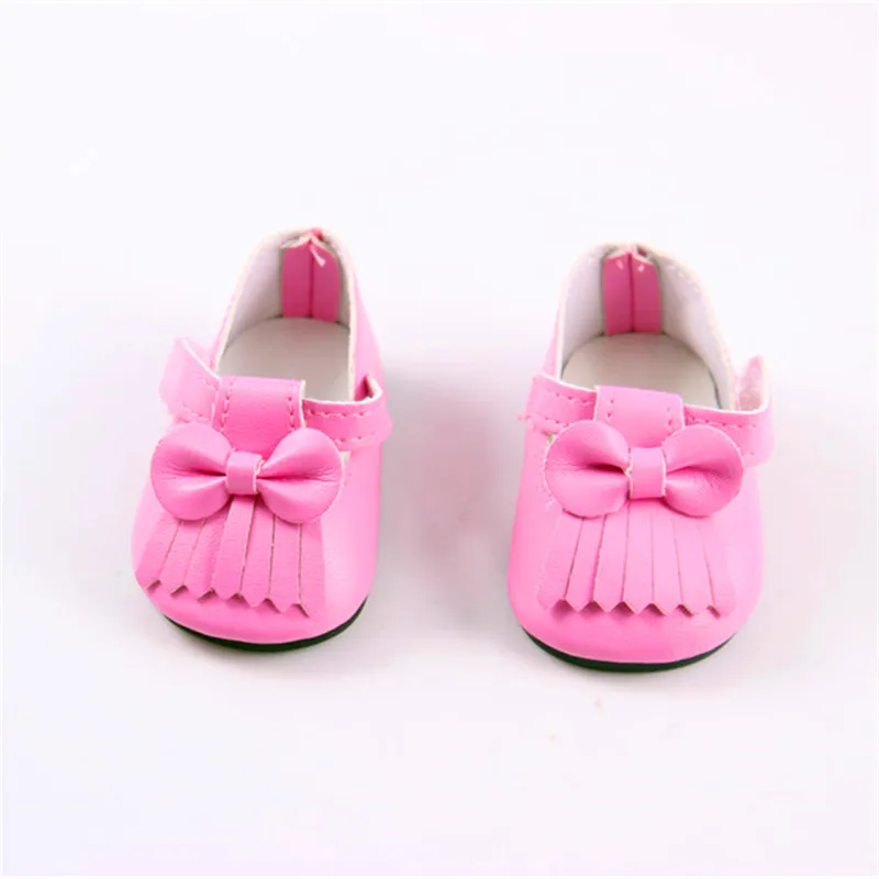 American Girl Doll Shoes Fits 18 Inch Doll Pu Leather pink Doll Shoes for 45CM Baby born Doll