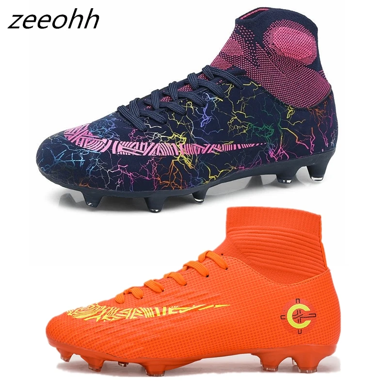 

zeeohh New Outdoor Men Boys Soccer Shoes Football Boots High Ankle Kids Cleats Training Sport Sneakers Size 33-45 Dropshipping