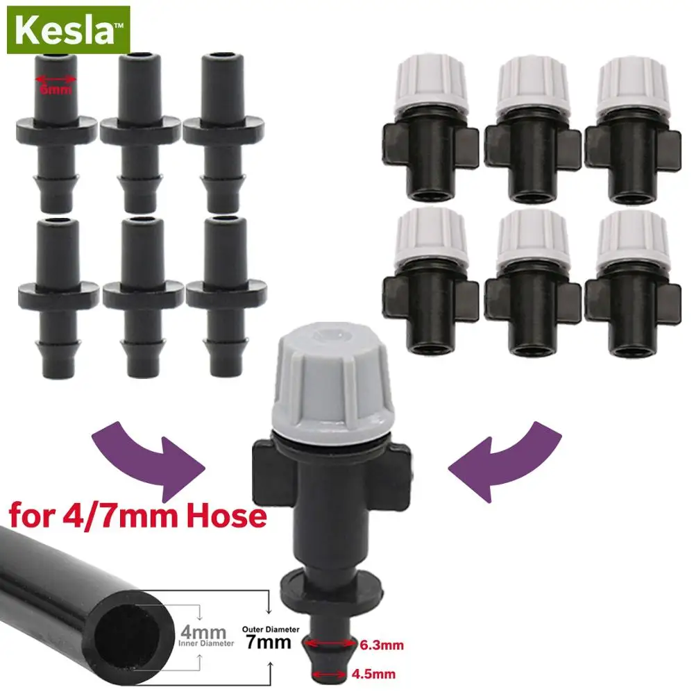 KESLA 20PCS Micro Drip Irrigation Misting Nozzle Emitter Atomizing Sprayer w/ 4/7mm SINGLE BARBED 6mm Connector Sprinkler HOSE