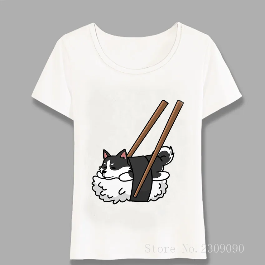 

Fashion Women T Shirt Funny Sushi Siberian Husky Print T-Shirt Mini Casual Tops Girl Punk Tees Hipster Short Sleeve Harajuku