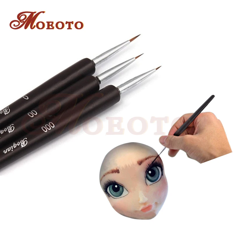 A set of 3 pc Fine Cake Decorating Brush Set Food Paint Icing Cupcake Sugarcraft Tools |