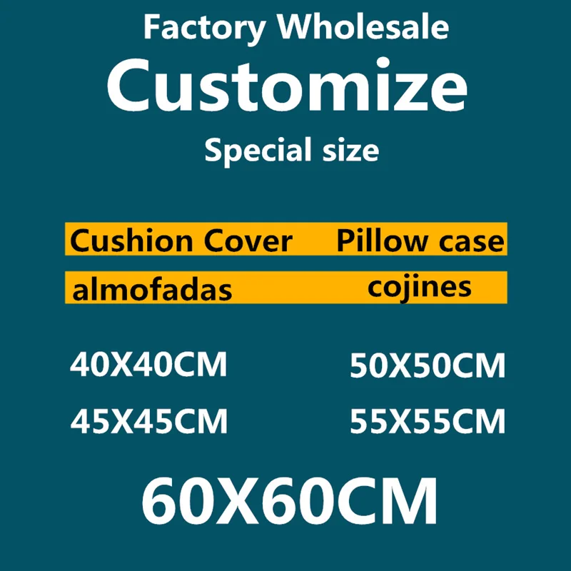 

Customize Large-size Cushion Print Pet wedding and personal life photos custom cushion cover pillowcase capa de almofada 60x60cm