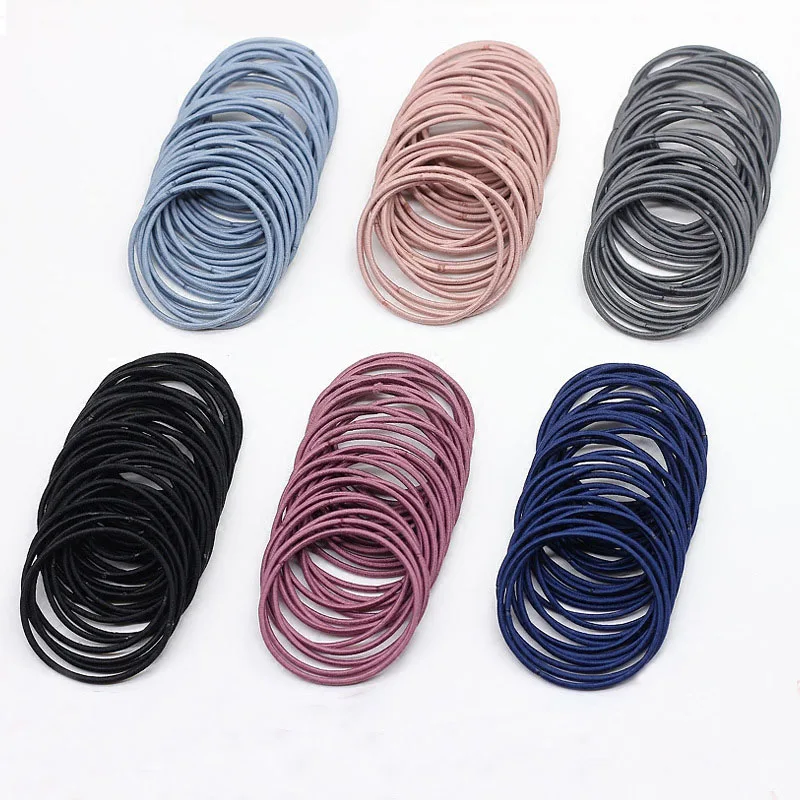 

100pcs/lot 5cm Thin Elastic Rubber Bands Korean Style Basic Girl Women Headwear