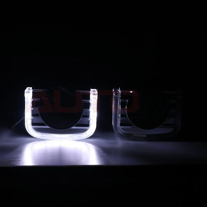 

Free Shipping 2pcs/lot Autoki 3.0" U Flat led angel eye DRL Light Guide Shroud For Auto Car Headlight bi-xenon projector lens