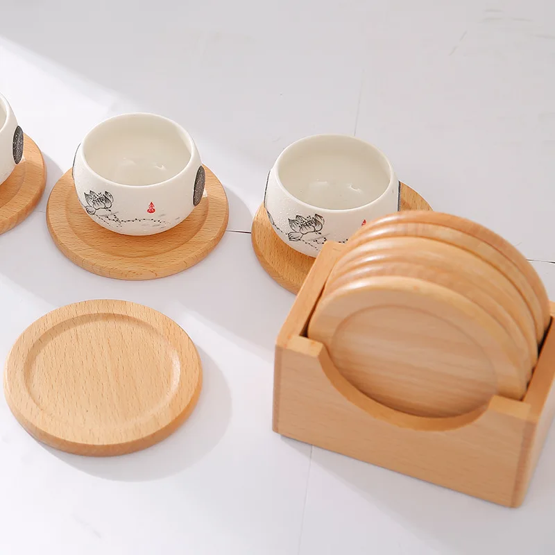 

Beech Wood Insulation Pad Solid Wood Tea Pad Set Coffee Teahouse Coffee Cup Green Wooden Coaster