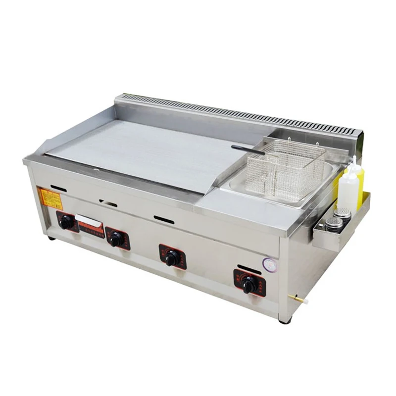 smokeless deep fryer cyclonic air technology 5 in 1 grill crisp bake roast dehydrate Commercial Teppanyaki Gas Grill Deep Fryer Griddle Roast Freidora Chicken Frying Machine Gas Griddles Hotplate