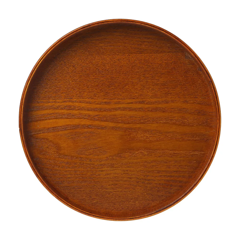 1Pc 21cm/24cm/27cm Natural Wooden Round Plate Tea Tray Fruit Food Bakery Serving Trays Dishes Platter Kitchen Supplies New