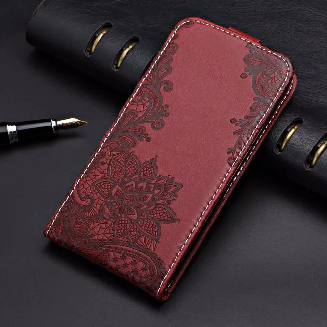 Case for Meizu M6T M6 T M 6t 5.7'' Coque TPU Cute 3d Emboss Flower Animal Flip Leather Phone Case Cover - Color: Lace-WineRed