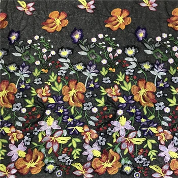 

1 Yard Flower Embroidered Fabric Africa Lace Fabric Black DIY Mesh Lace Material Fabric Sewing On Clothing Costumes Accessories