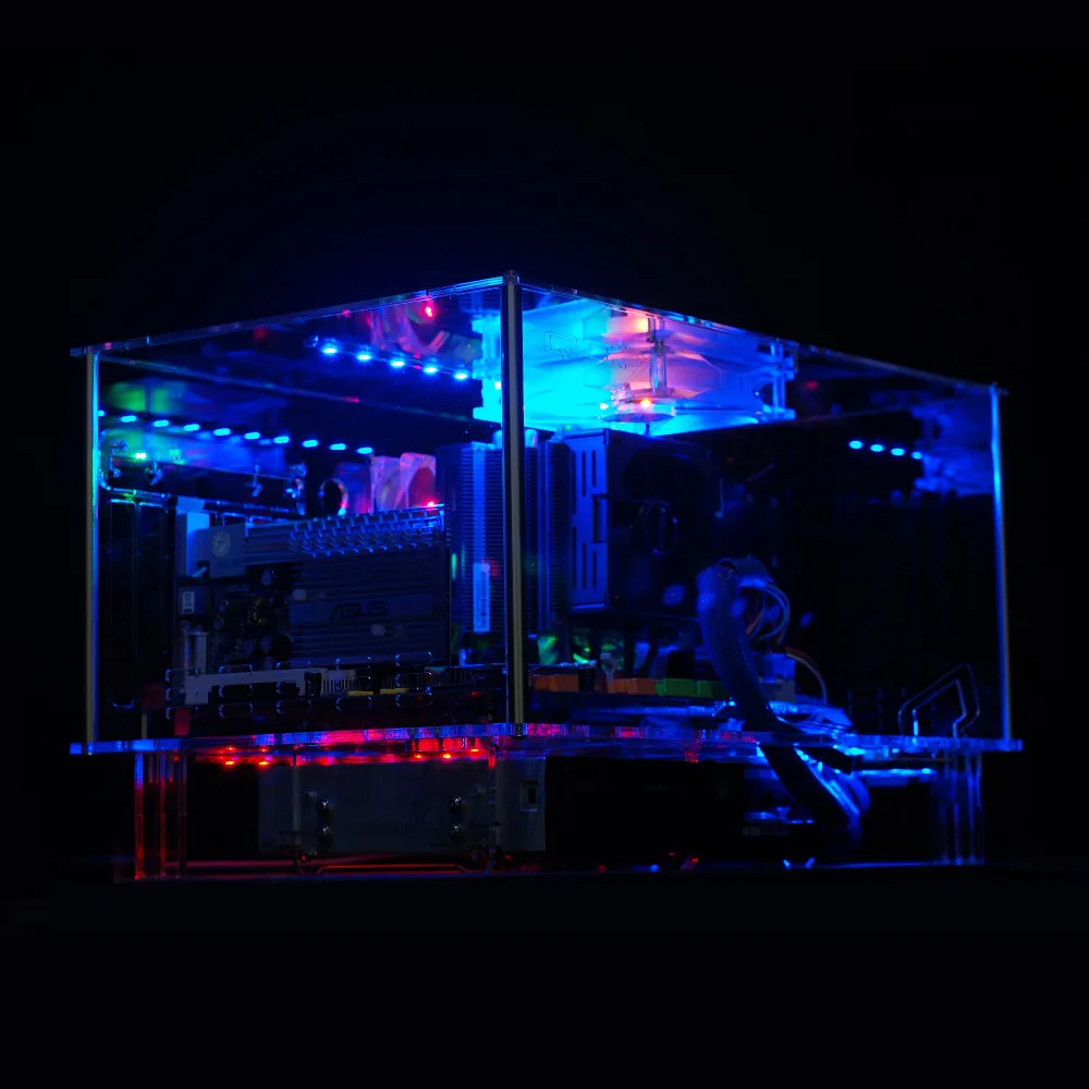 QDIY PC D777XM горизонтальный MircoATX HTPC акриловый прозрачный Настольный ПК чехол для