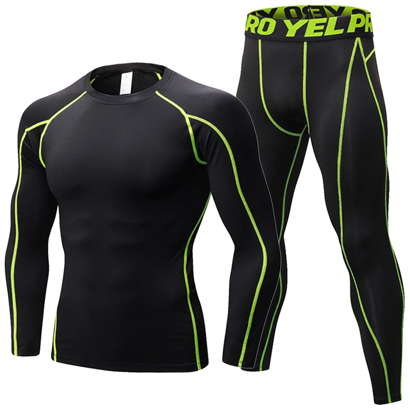 

Fit Compression Running Set Men Tracksuit Fitness Tights Rashguard T Shirt Quick Dry Leggings Pants Long Sleeve Gym Sport Suit